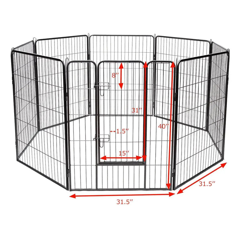 8 Metal Panel Heavy Duty Pet Playpen Dog Fence with Door by DirectDeals