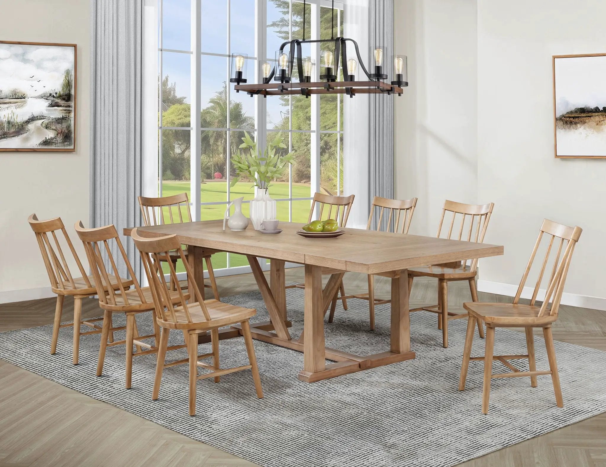 Middleton 9-piece Extension Leaf Dining Set Natural Brown by Unique Piece Furniture