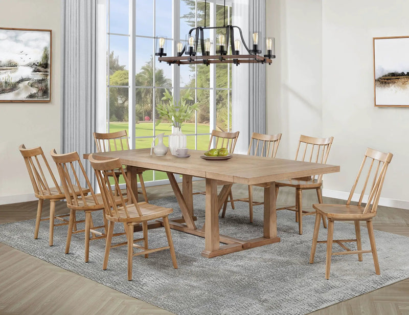 Middleton 9-piece Extension Leaf Dining Set Natural Brown by Unique Piece Furniture