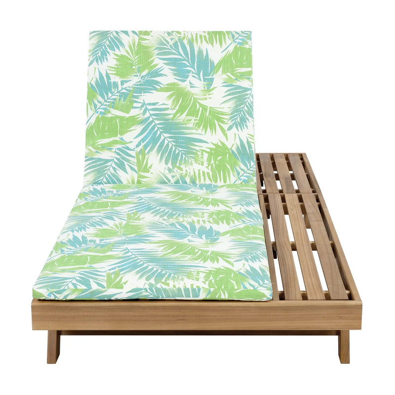 Lounge Chaise Set, Space Available On One Side, Acacia Wood In light brown With Water-Resistant Lounge Cushions (Leaf Coconut & 2 Inch Thick) – Matching Cream/Dark Grey Version Available by HouseOfZazla