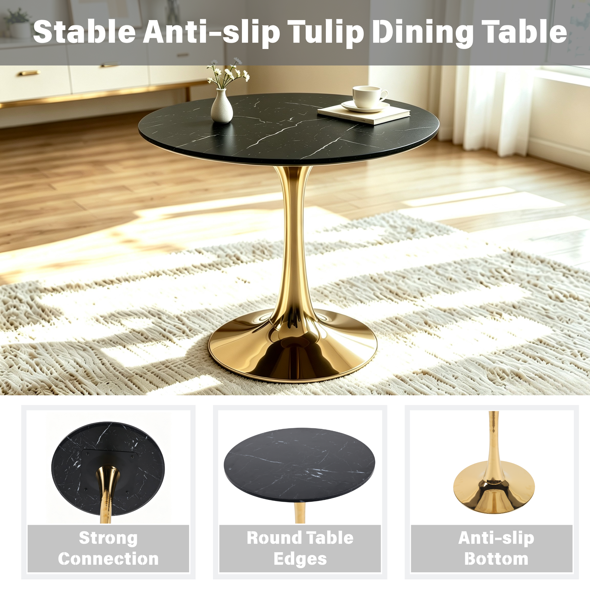 Mid-Century Black Marble Tulip Table by HouseOfZazla