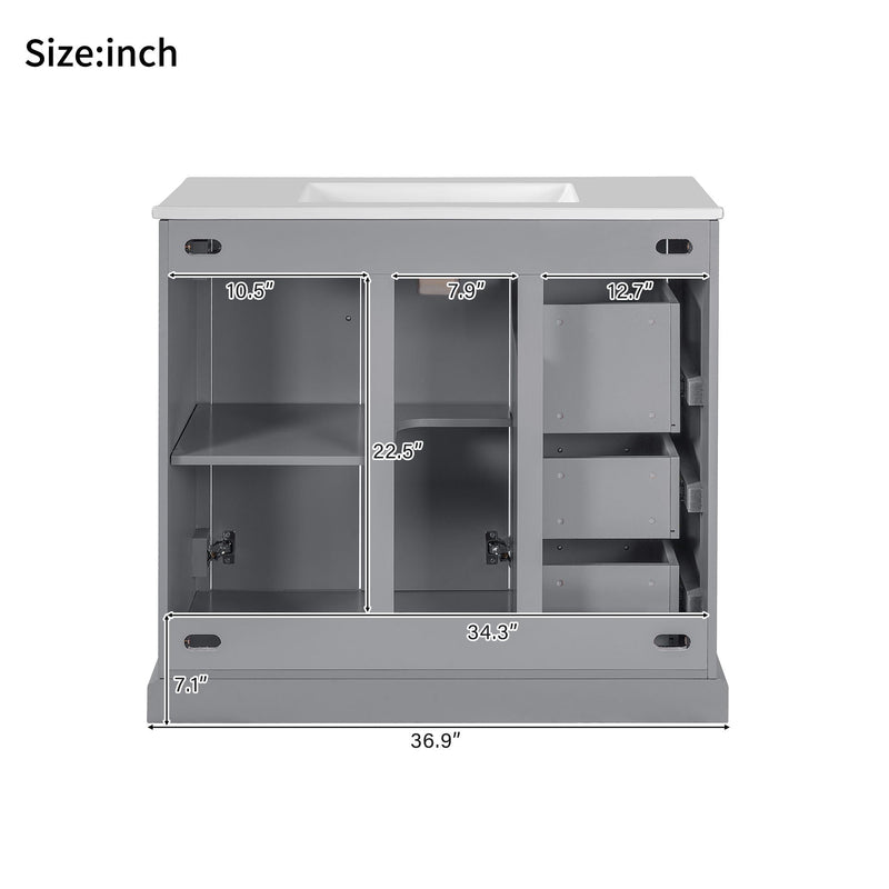 Bathroom Vanity With Sink, Soft Close Doors, Adjustable Shelf & 3 Drawers by HouseOfZazla