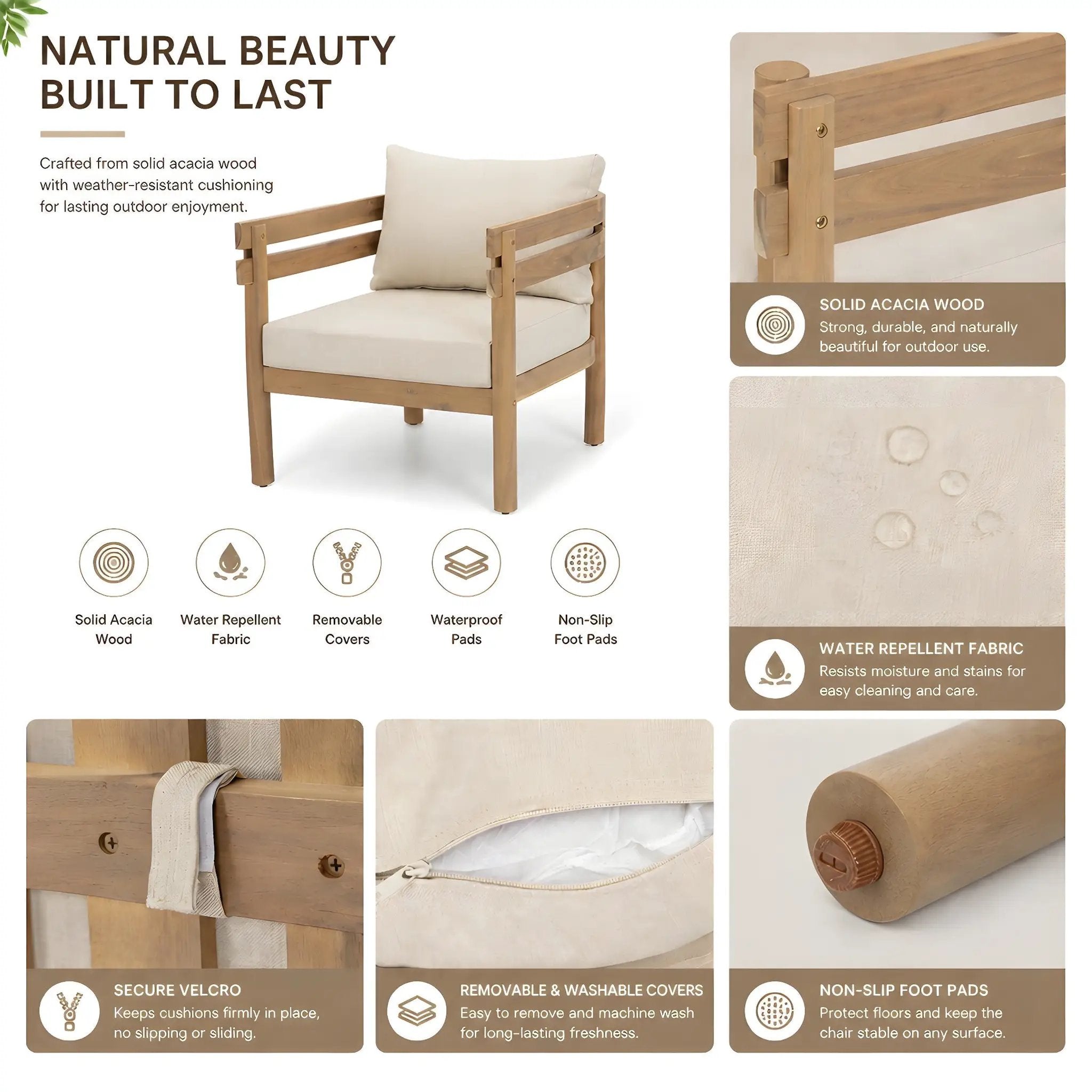 4-Piece Acacia Wood Patio Furniture Set by HouseOfZazla