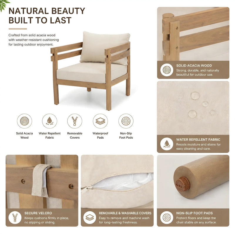 4-Piece Acacia Wood Patio Furniture Set by HouseOfZazla