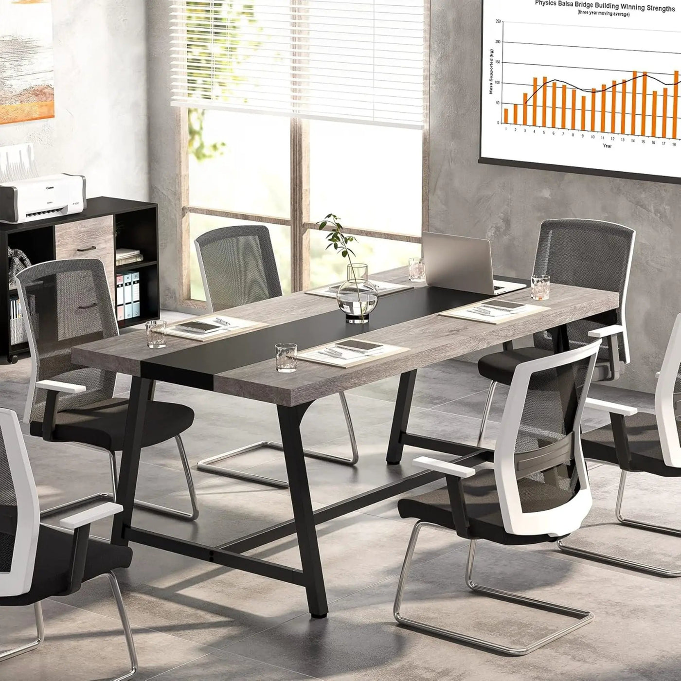 Modern Rectangular Conference Table For 6 - 8 People, Office Executive Desk by HouseOfZazla