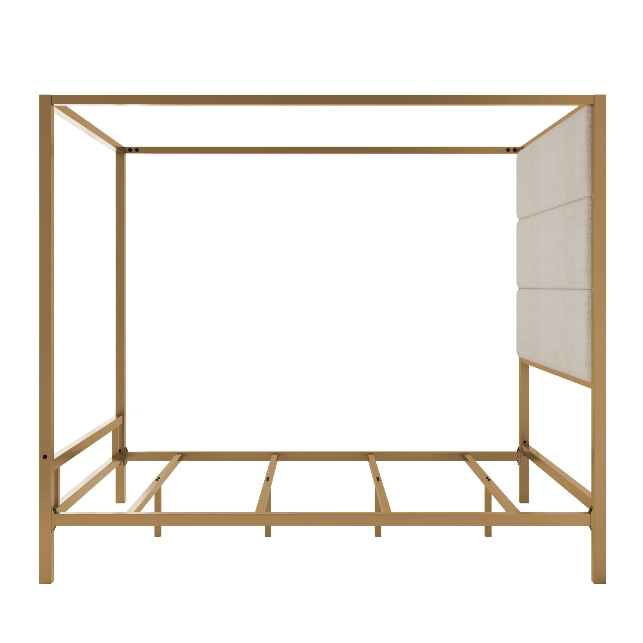 Canopy Bed With Tall Upholstered Headboard, 4 Poster Frame by HouseOfZazla