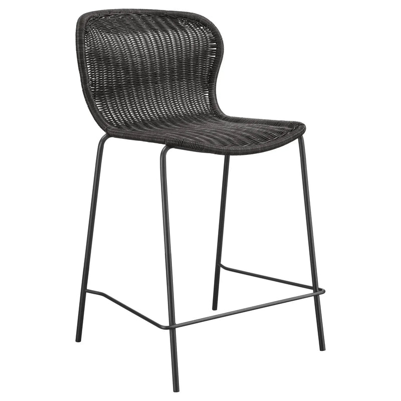 Mckinley Faux Rattan Metal Counter Chair Brown (Set of 2) by Unique Piece Furniture