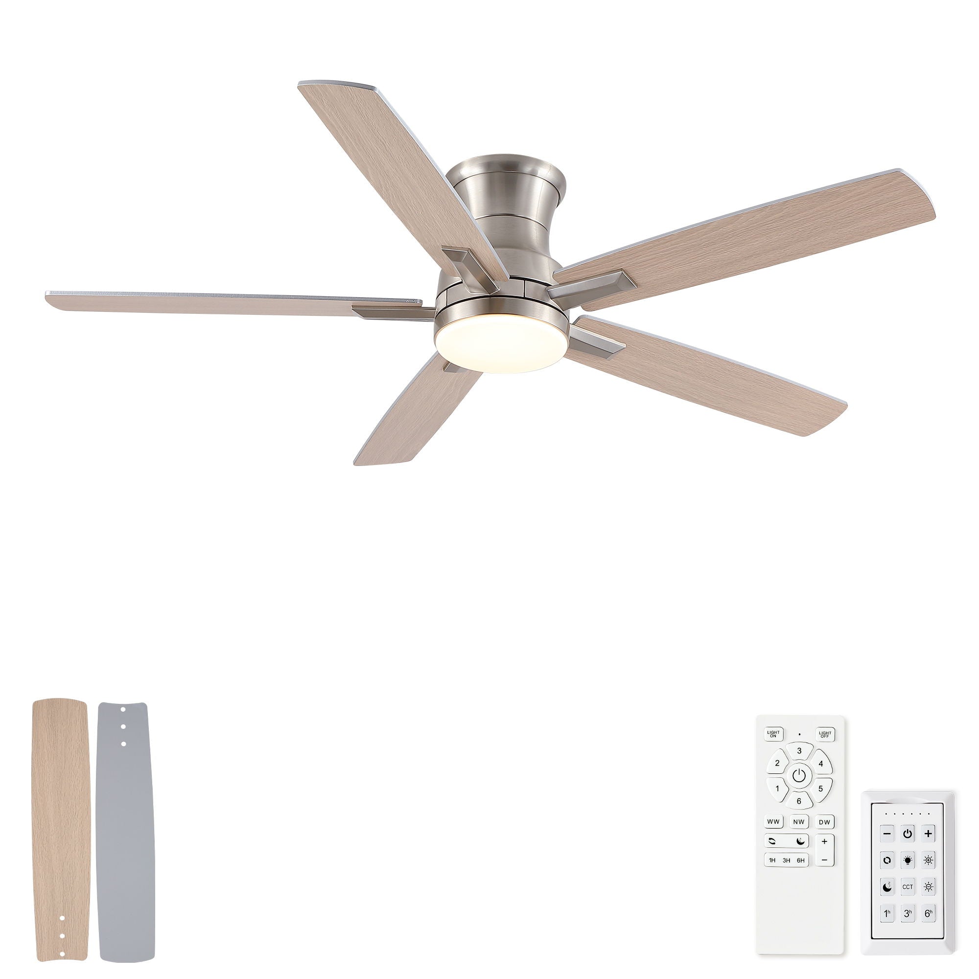 Mordern Flush Mount Ceiling Fan With Light And Remote Control by HouseOfZazla