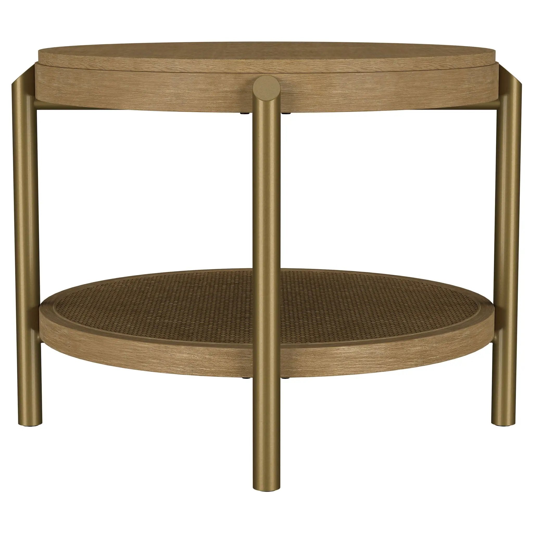Arini Round End Side Table With Storage Shelf Sand Wash by Unique Piece Furniture