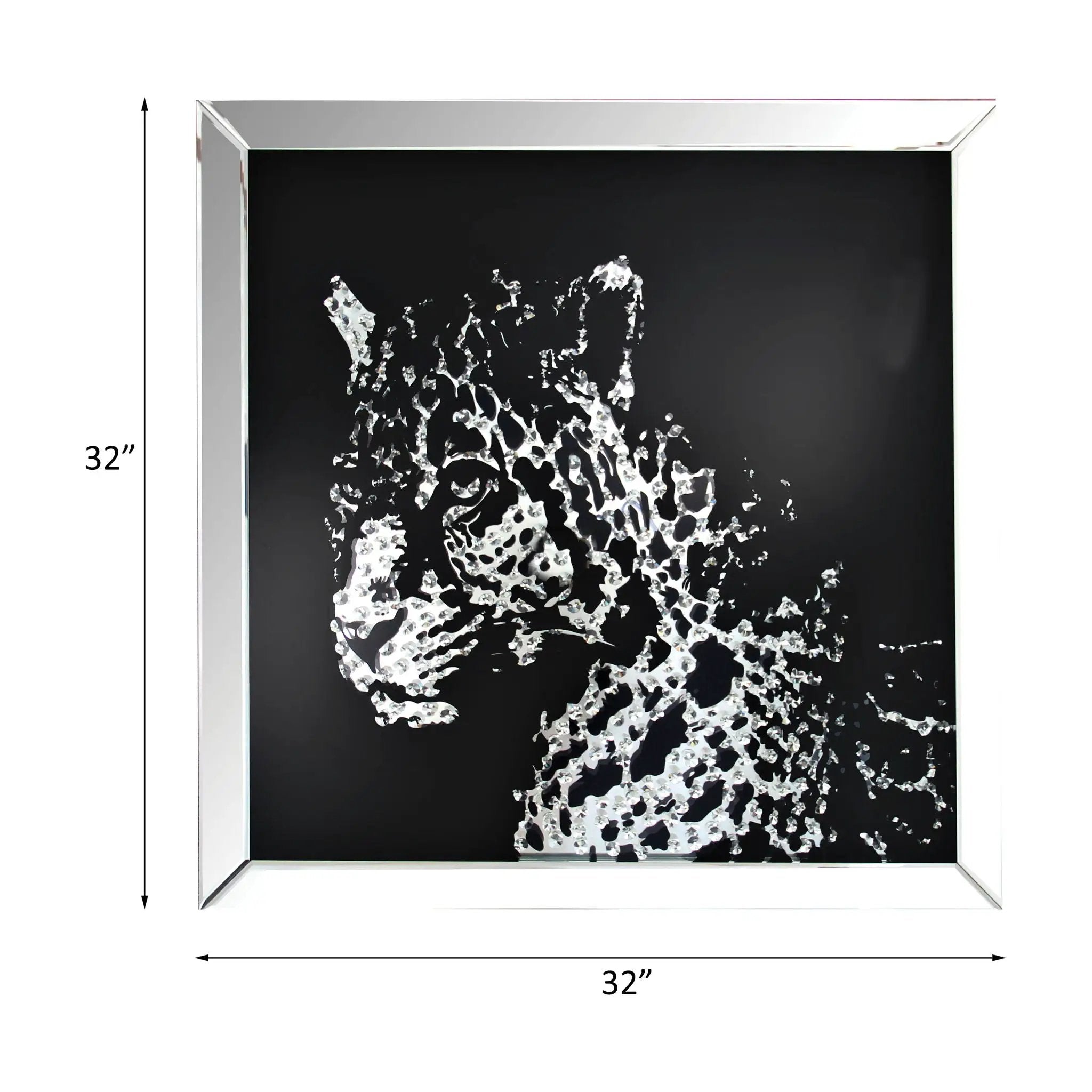 Talisha - Wall Art - Mirrored & Faux Crystal Leopard by Unique Piece Furniture