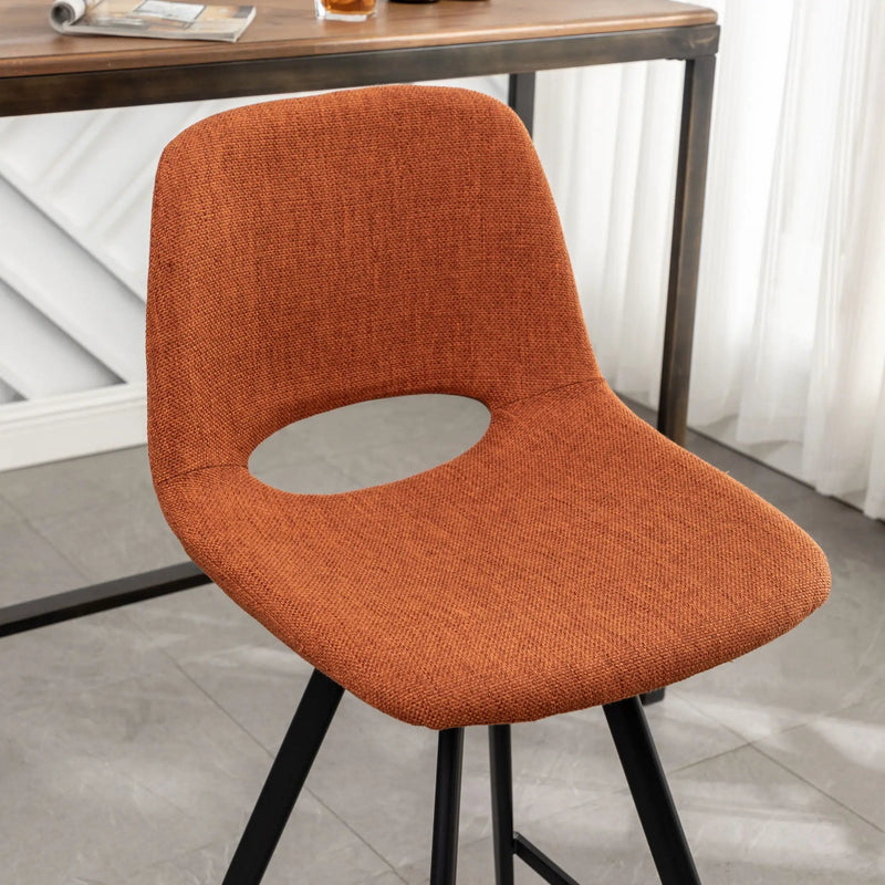 Porth - 28.25" Fabric Kitchen Counter Height Stools (Set of 2) - Orange by HouseOfZazla