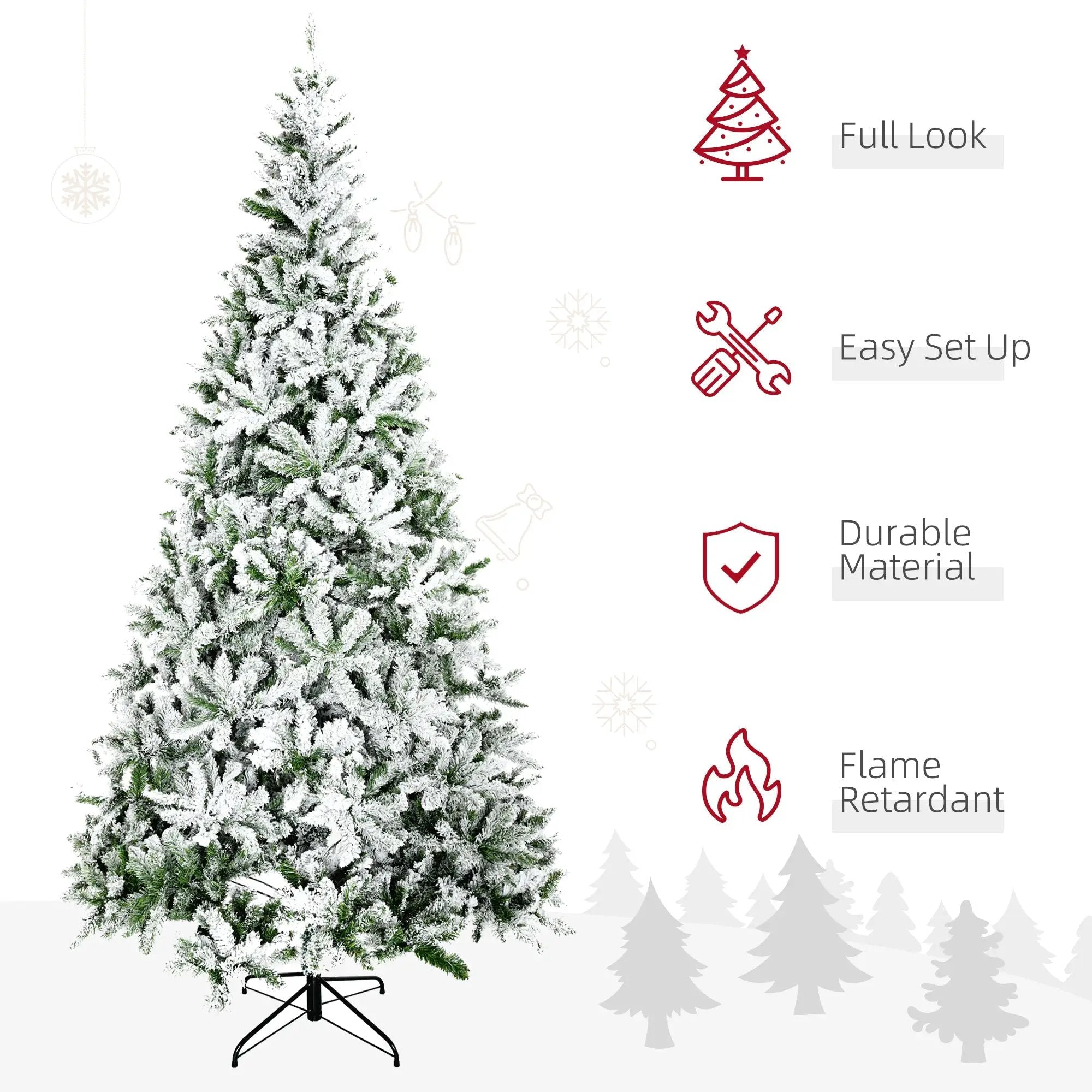 HOMCOM 9' Tall Unlit Snow Flocked Pine Artificial Christmas Tree by HouseOfZazla