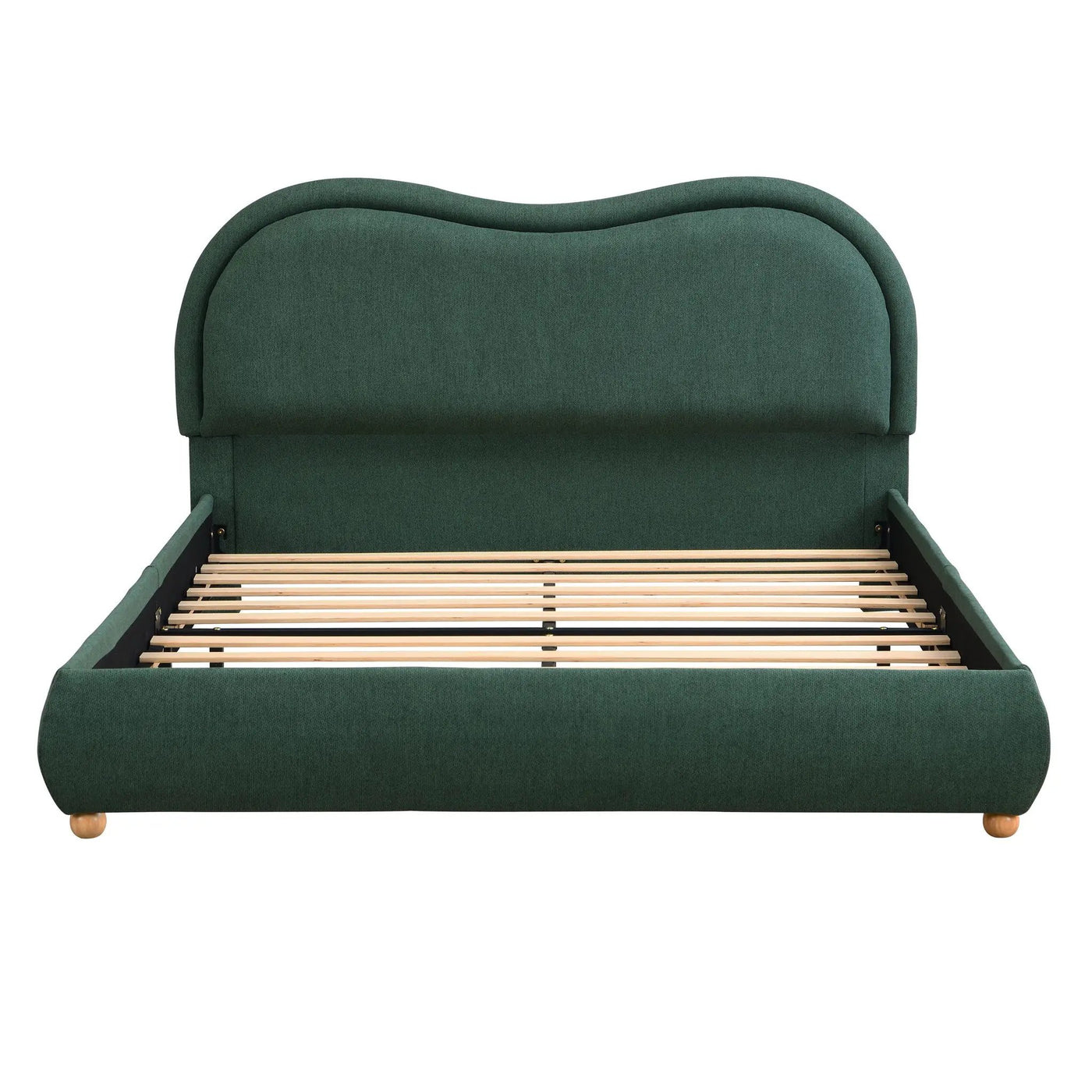 Upholstered Platform Bed Frame With Curved Headboard by HouseOfZazla