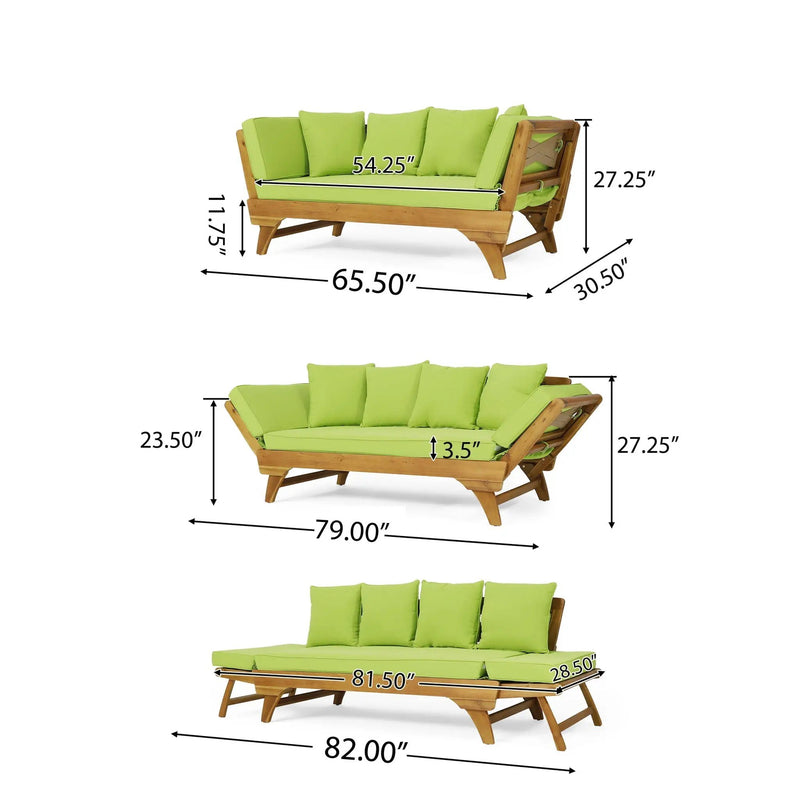 Outdoor Acacia Wood Expandable Daybed With Cushions by HouseOfZazla