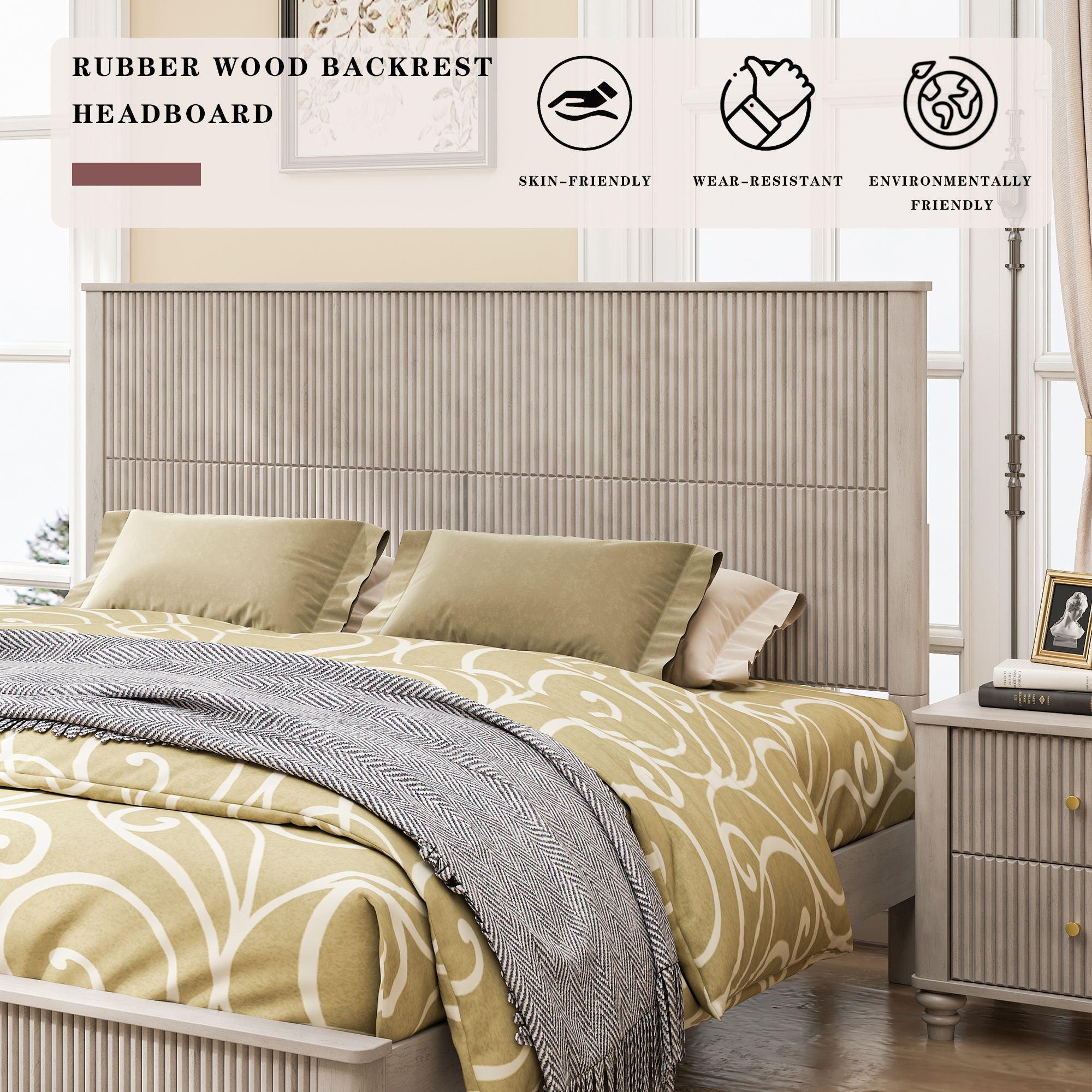 Platform Bed Frame & Tall Headboard by HouseOfZazla