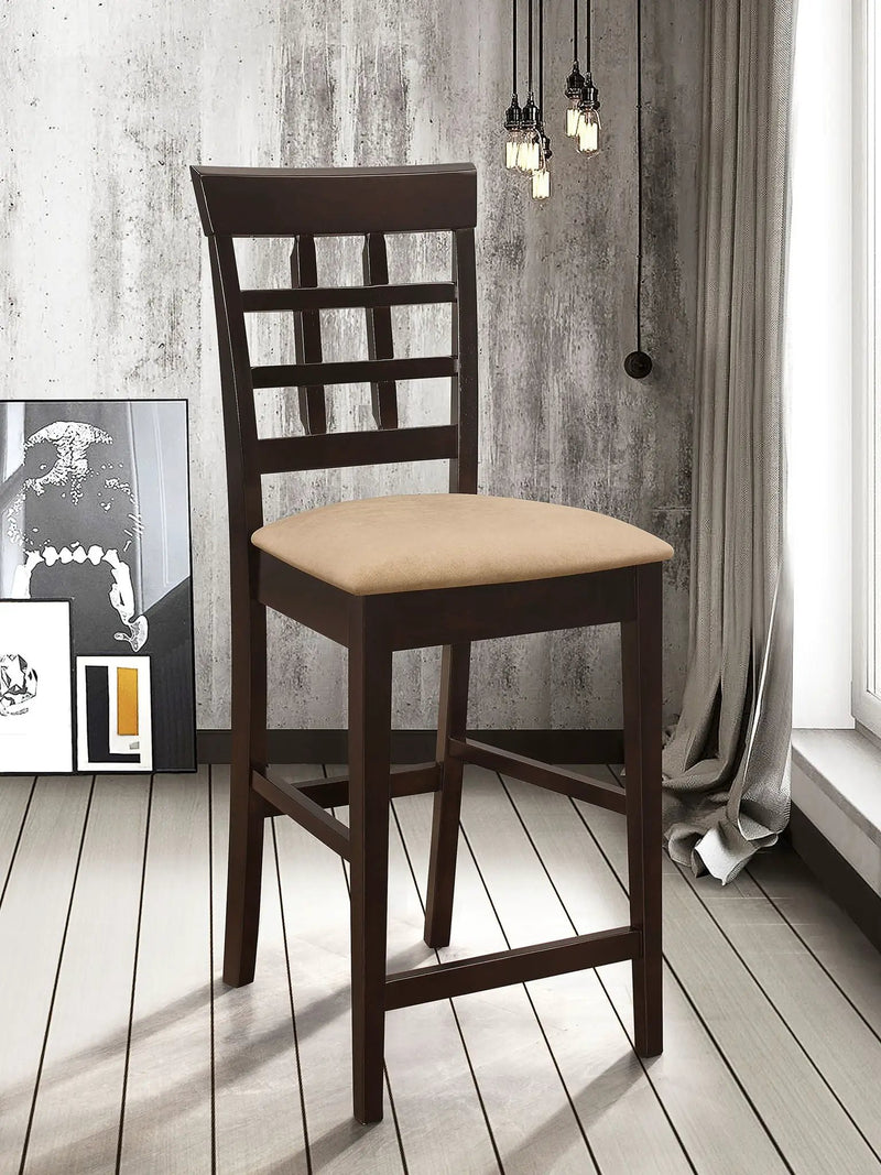 Gabriel Lattice Back Counter Chair Cappuccino (Set of 2) by Unique Piece Furniture