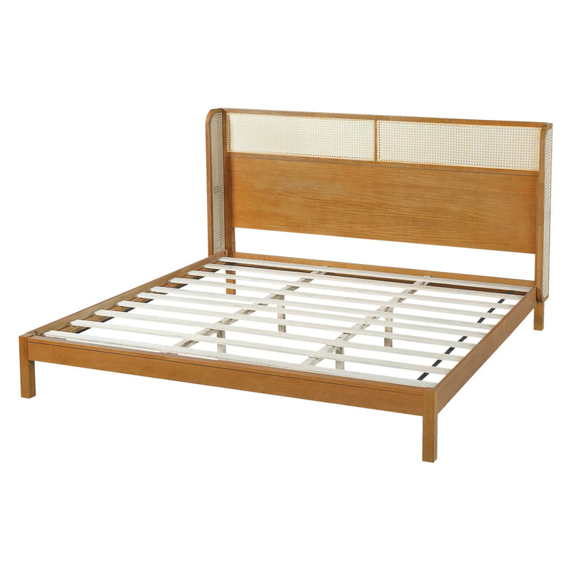 Premium Rubber Wood Platform Bed Frame with Headboard by HouseOfZazla