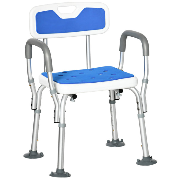Padded Shower Chair with Arms and Adjustable Height - Aluminum