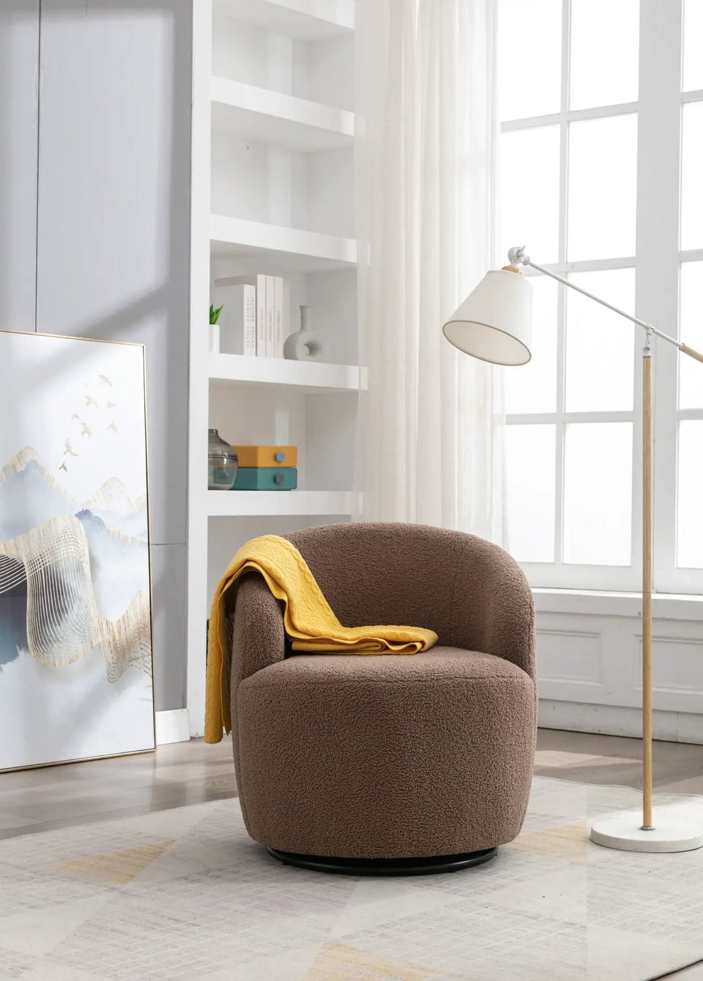 Teddy Fabric Swivel Accent Armchair Barrel Chair by HouseOfZazla