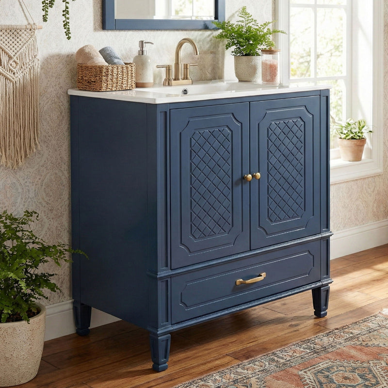 Bathroom Vanity With Sink, Soft Closing Door, Multi Functional Storage by HouseOfZazla