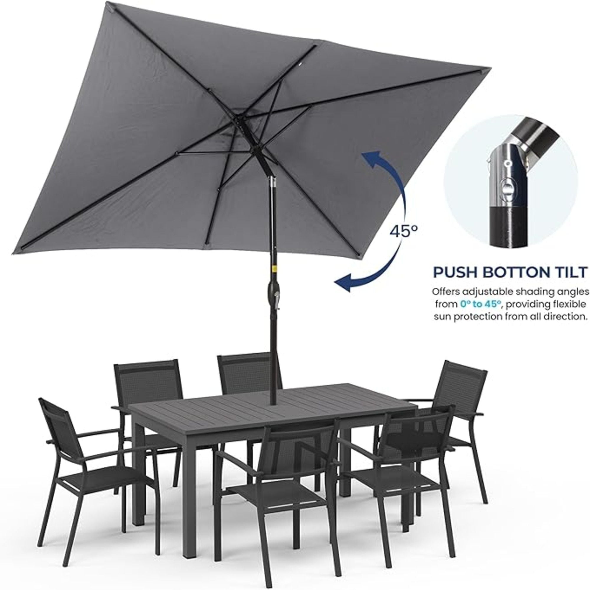 Rectangular Patio Umbrella With Crank Tilt, Polyester UV-Resistant Canopy by HouseOfZazla