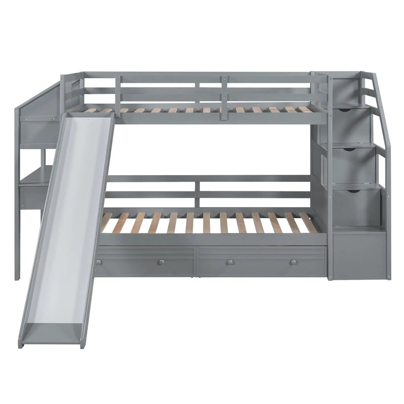 Bunk Bed With Storage Staircase, Slide, Desk, Drawers, And Shelves by Unique Piece Furniture