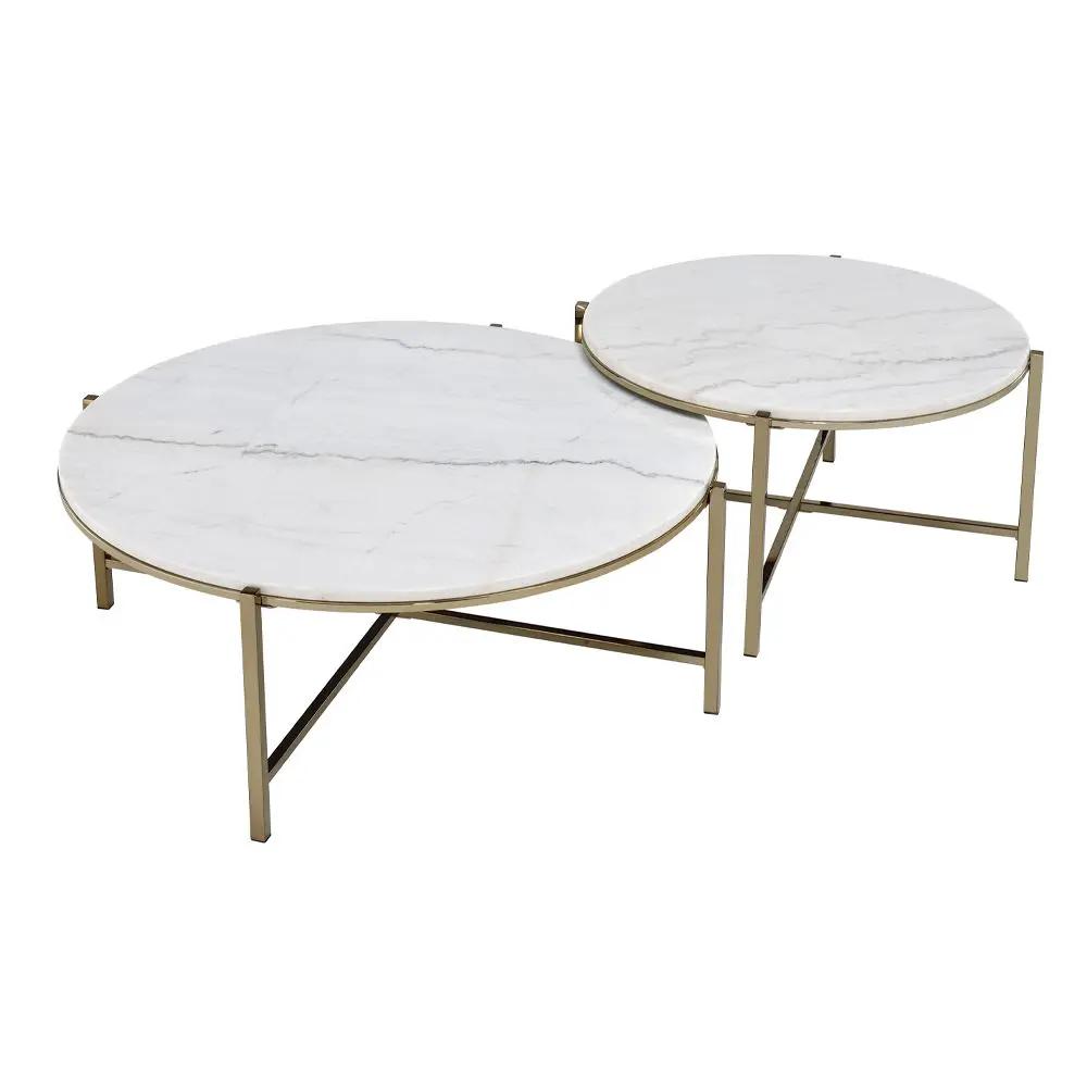 Zaidee - Nesting Table Set - Natural Marble Top & Nickel by Unique Piece Furniture