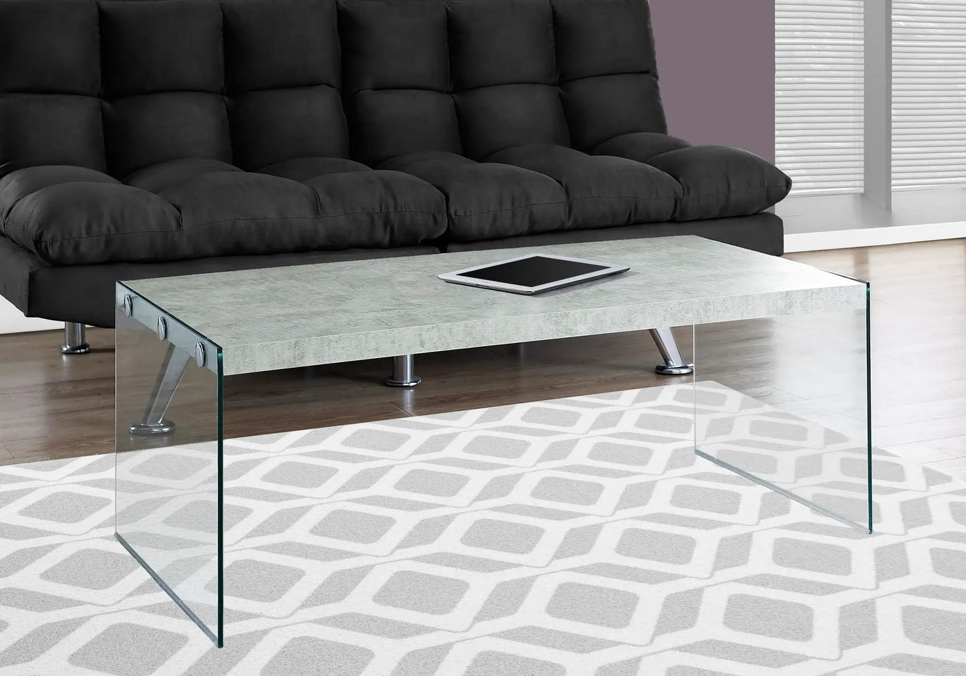 Coffee Table Rectangular For Living Room Clear Tempered Glass by Unique Piece Furniture