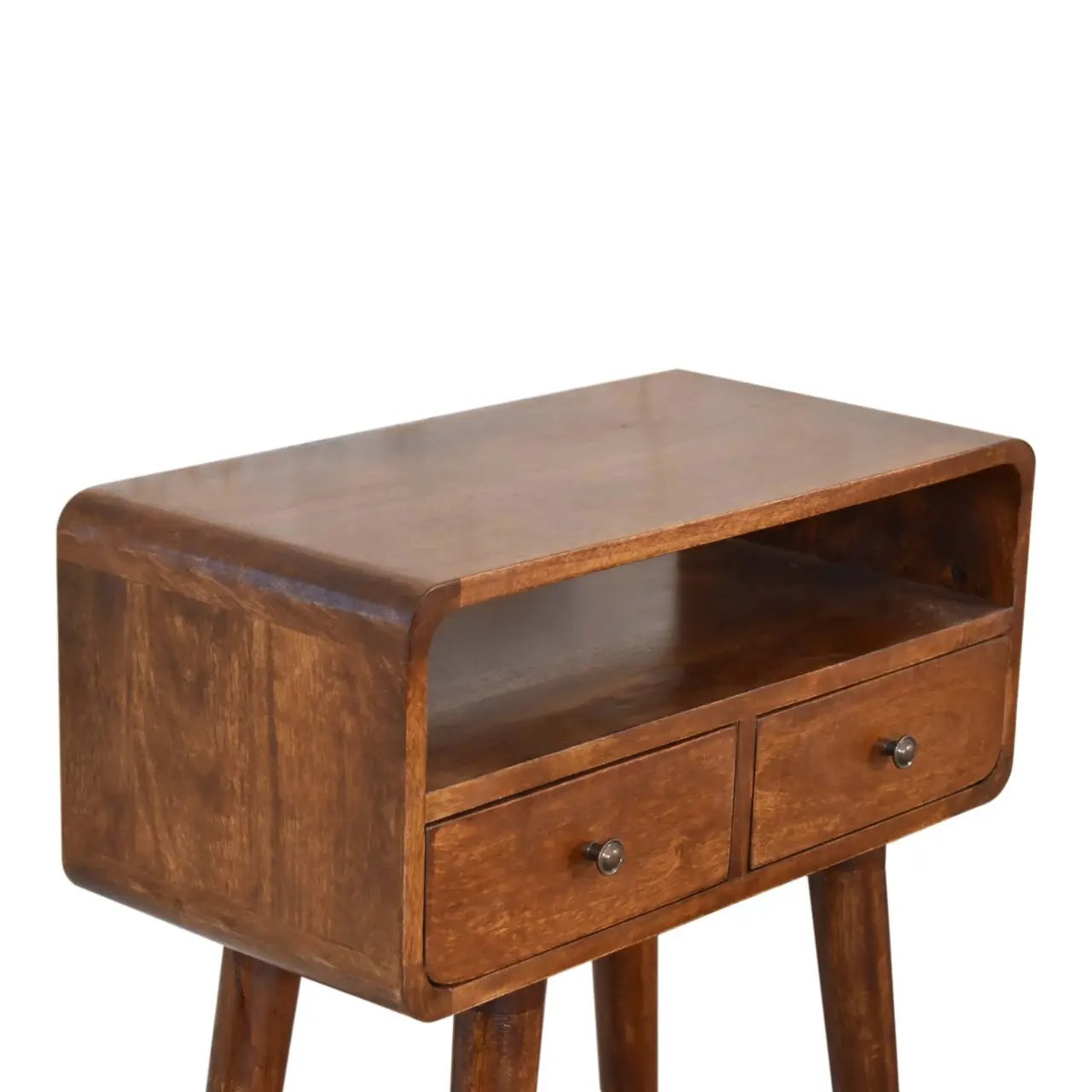 Solid Wood Mini Console Table, 2 Drawers, 1 Open Slot by HouseOfZazla