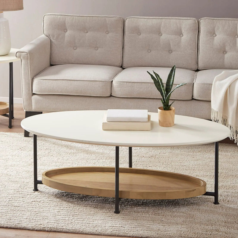Oval Coffee Table - White / Natural by Unique Piece Furniture
