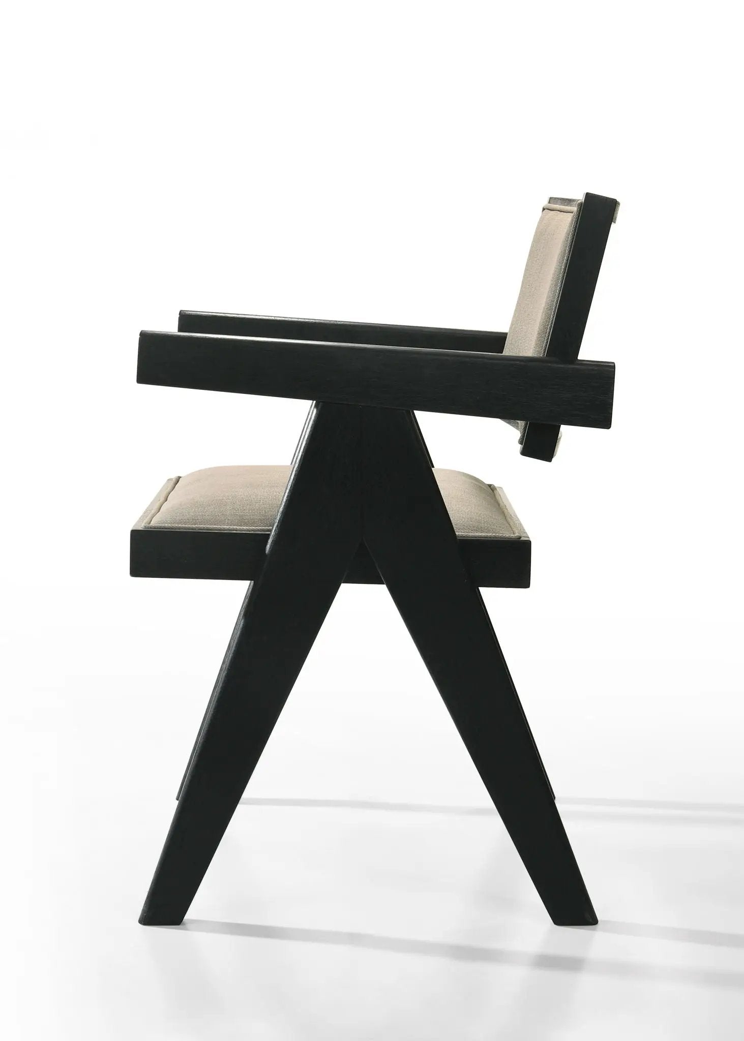 Jasper - Dining Arm Chairs With Upholstered Seat (Set of 2) - Ebony Black / Beige by Unique Piece Furniture