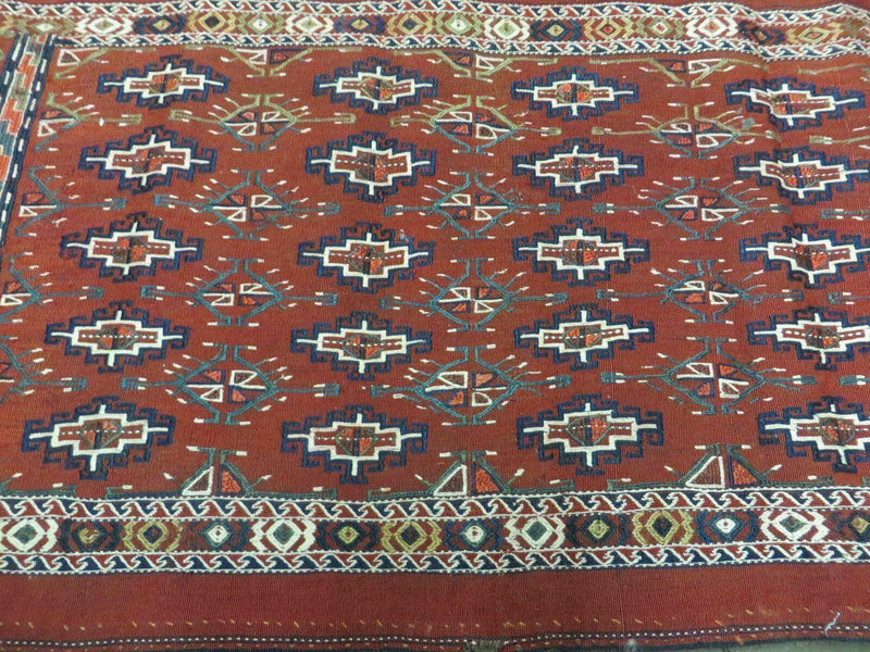 45" X 32" Antique Handmade Bokhara Turkoman Yomud Chuval Wool Rug Soumak NICE by Jewel Rugs