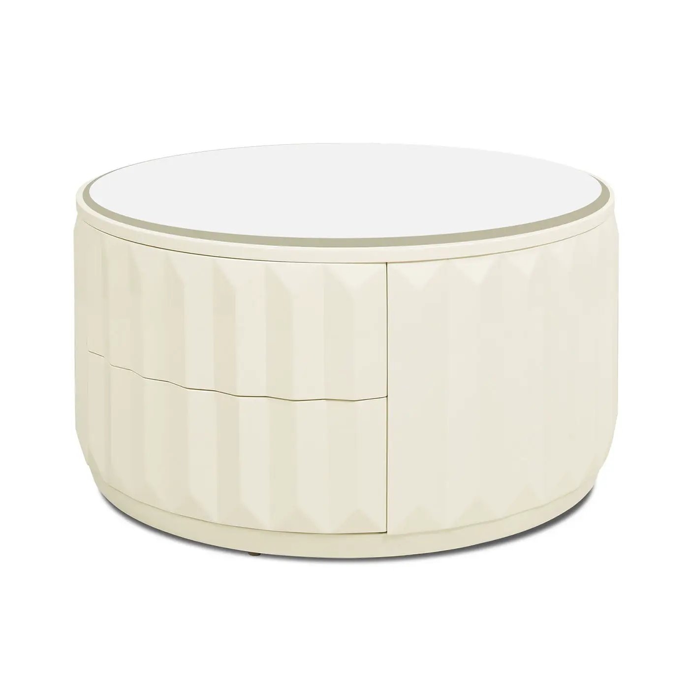 Facino - Round Storage Coffee Table - White Birch by HouseOfZazla