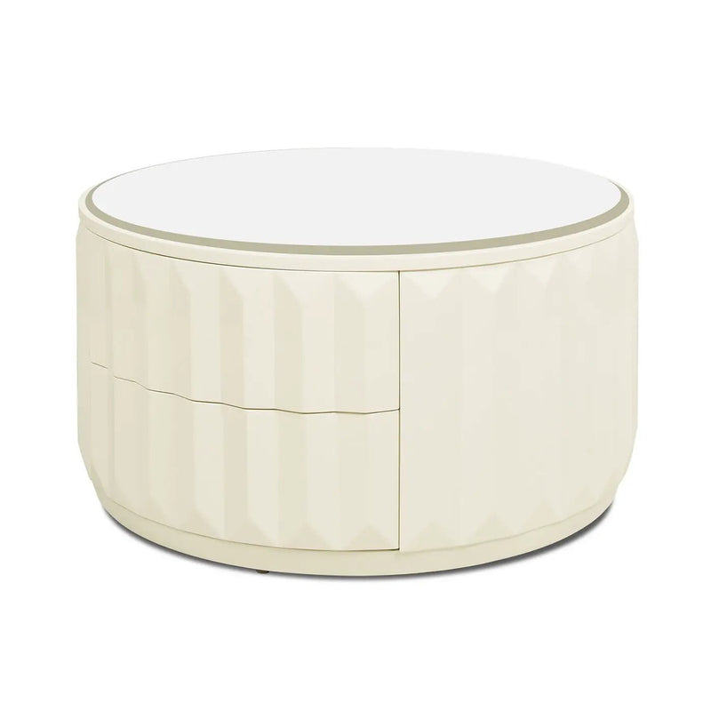 Facino - Round Storage Coffee Table - White Birch by HouseOfZazla