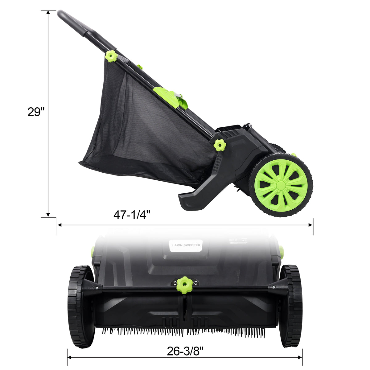 Hand Push Lawn Sweeper - 21 Inch Leaf & Grass Collector, photo 8 of 9