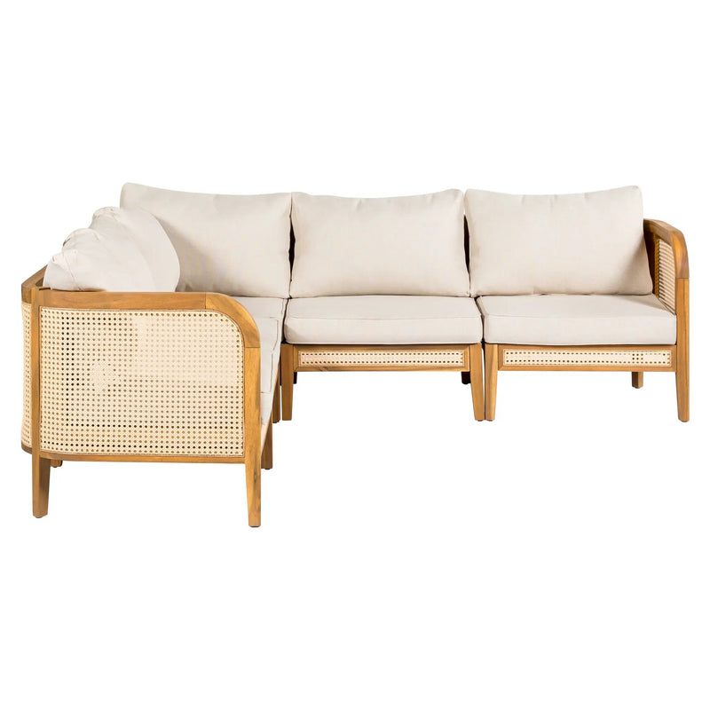 Kirkby Outdoor 5 Seater V-Shaped Acacia Wood Sofa by HouseOfZazla