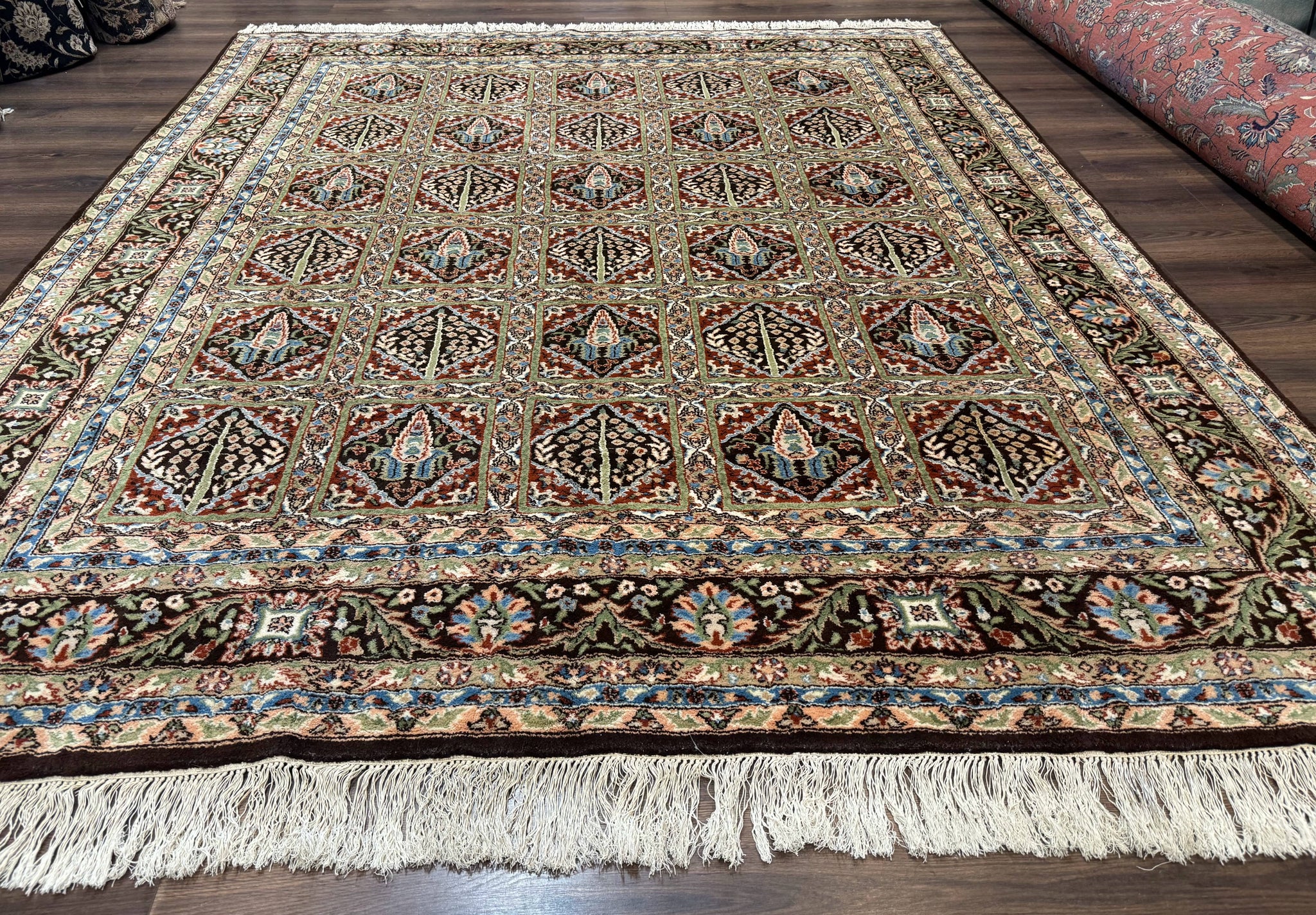 Sino Persian Rug 8x10, Panel Design, Brown, Multicolor, Wool, Cedar Trees by Jewel Rugs