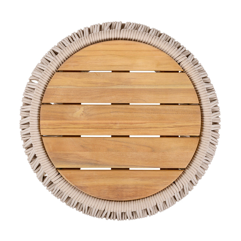 Acacia Wood Side Table with Beige Rope Base by HouseOfZazla