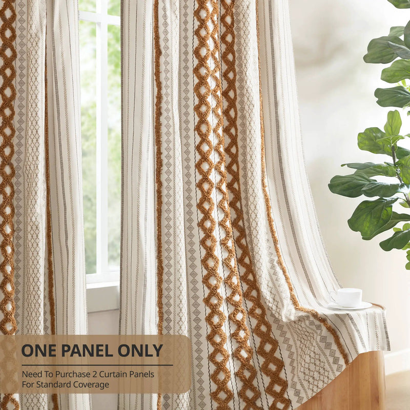 1 PC 50x84' Cotton Printed Window Panel with Chenille Stripe and Lining by HouseOfZazla
