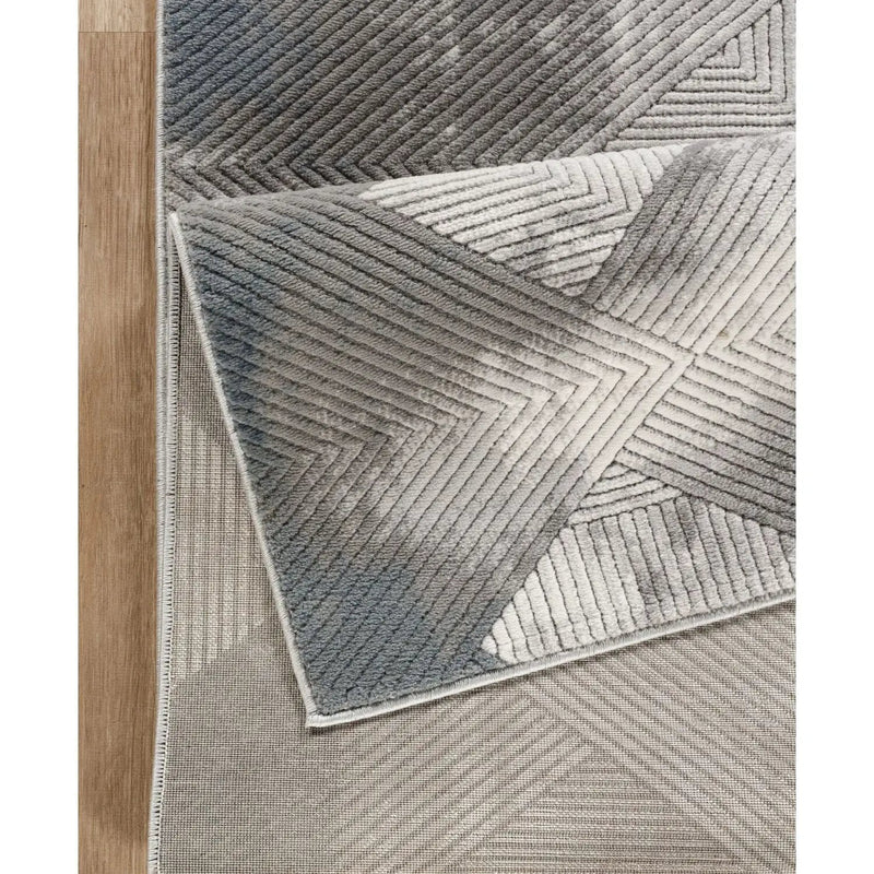 Geometrix - 5'3" X 7'3" Area Rug With Geometric 3D Effect - Ivory / Gray by Unique Piece Furniture