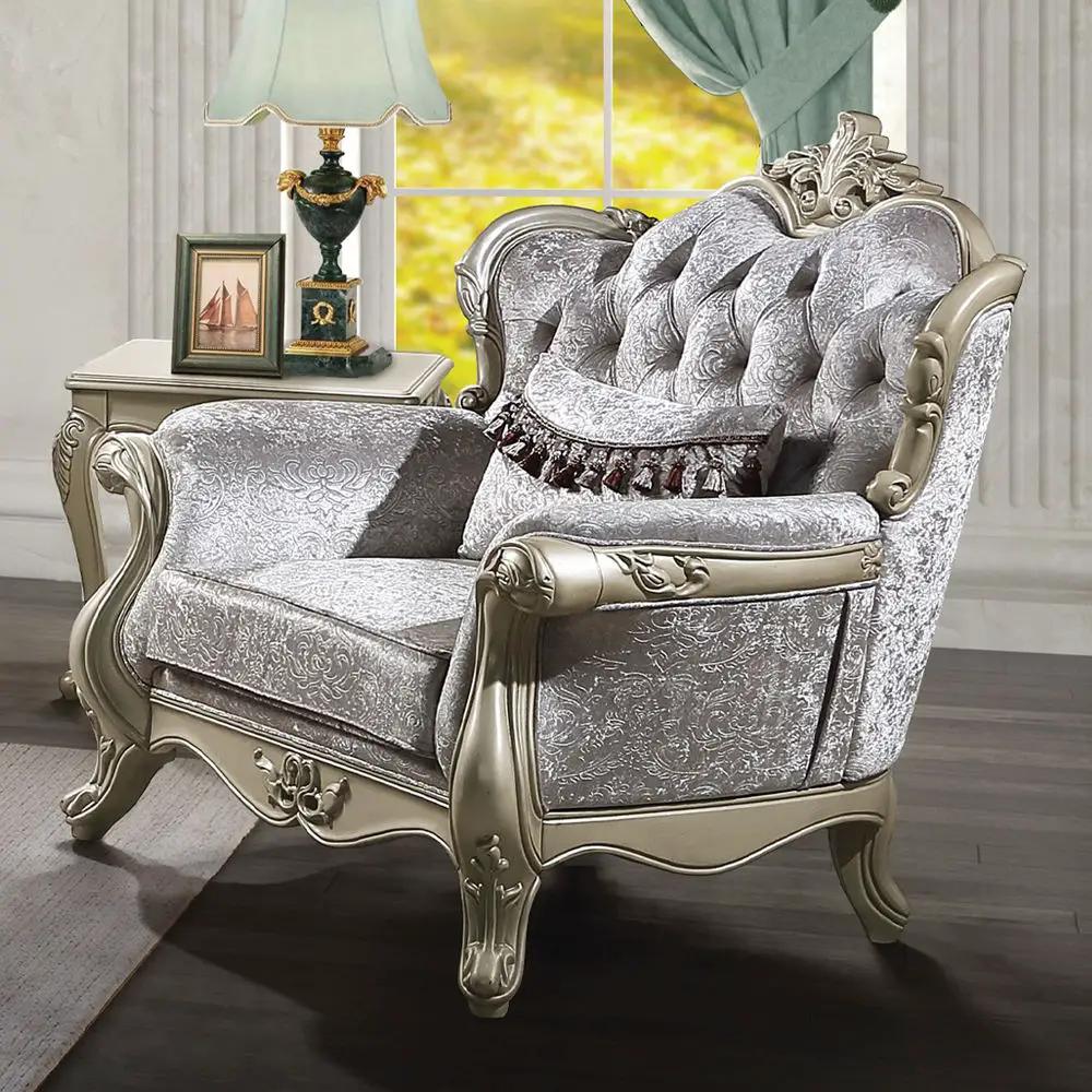 Libertee - Chair With Pillow - Beige Fabric & Champagne by Unique Piece Furniture