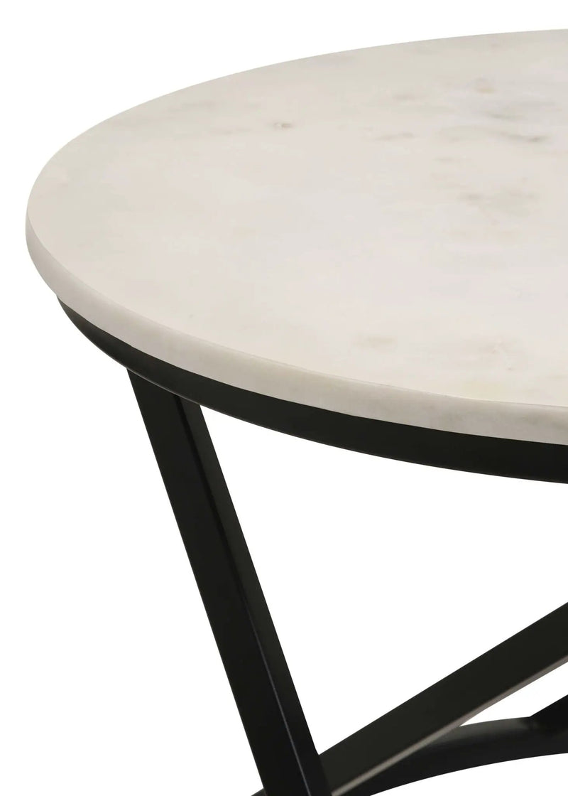 Miguel Round Marble Top Coffee Table White and Black by Unique Piece Furniture