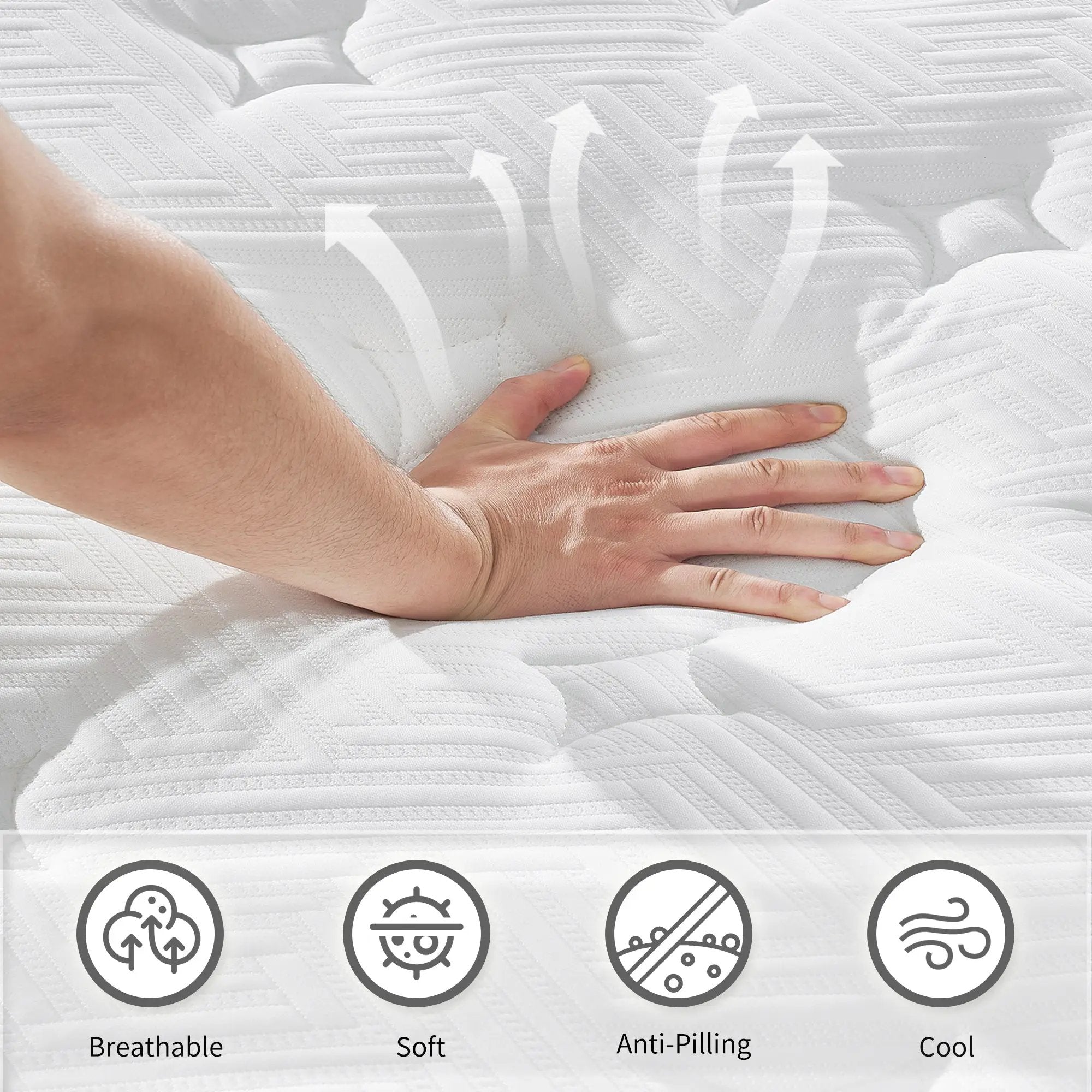 Full Size Hybrid Mattress Breathable Cool Knitted Fabric Cover by HouseOfZazla