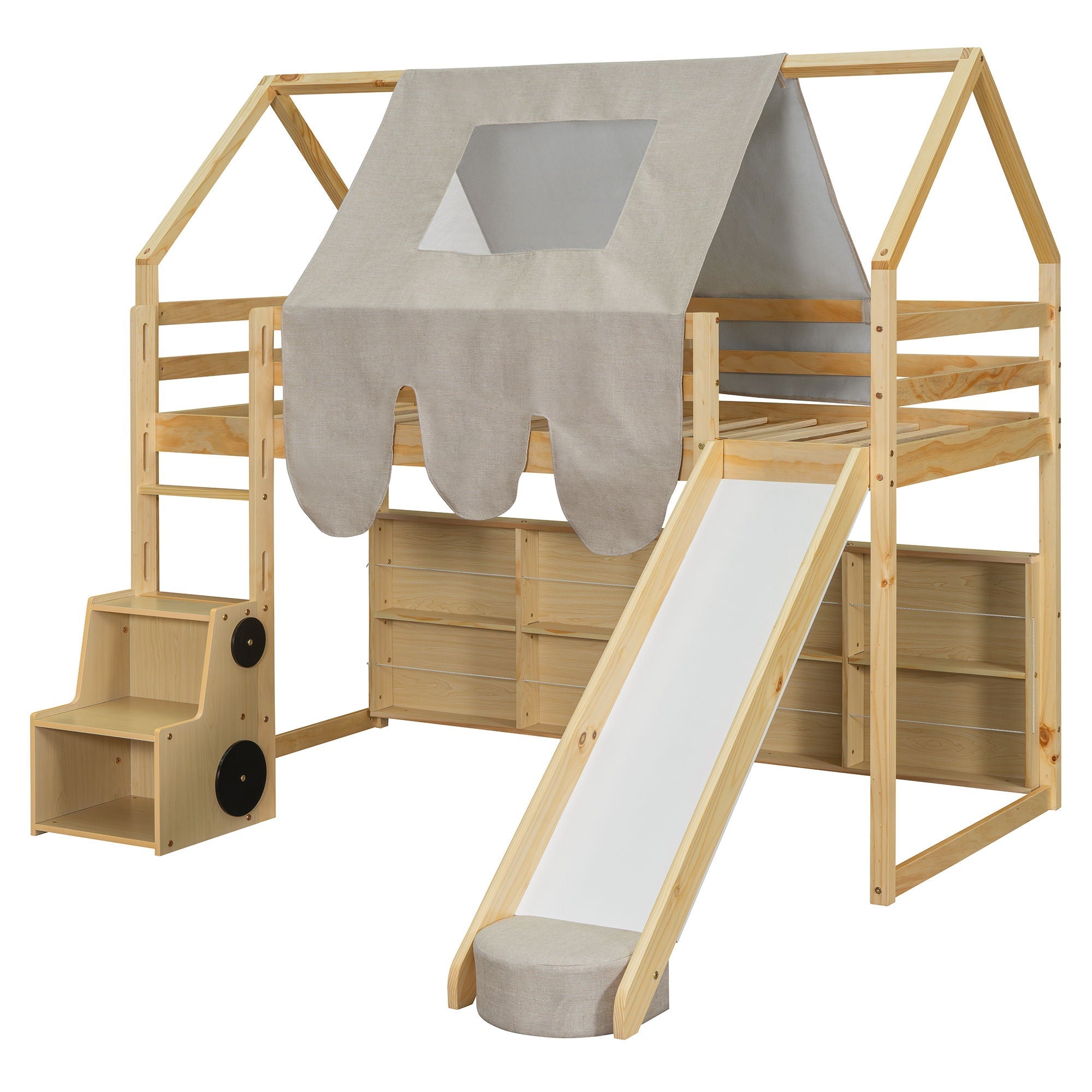 Loft Bed With House Shaped Frame And Tent by HouseOfZazla
