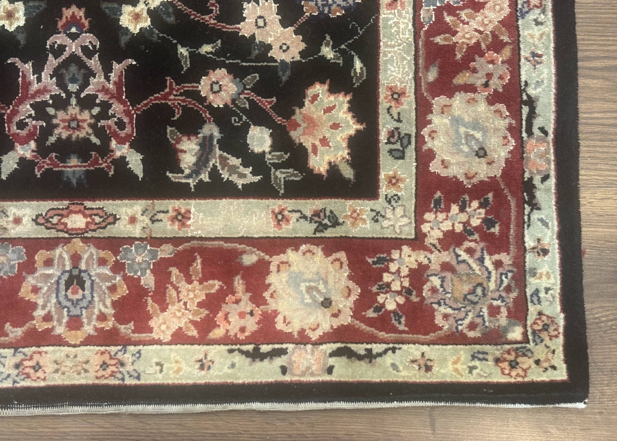 Black Sino Persian Rug 3x5, Wool with Silk Highlights, Floral, Fine 170 KPSI by Jewel Rugs