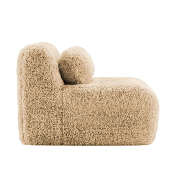 Aviana Armless Sofa with Pillow – Plush Fabric, Light Khaki, photo 2 of 5