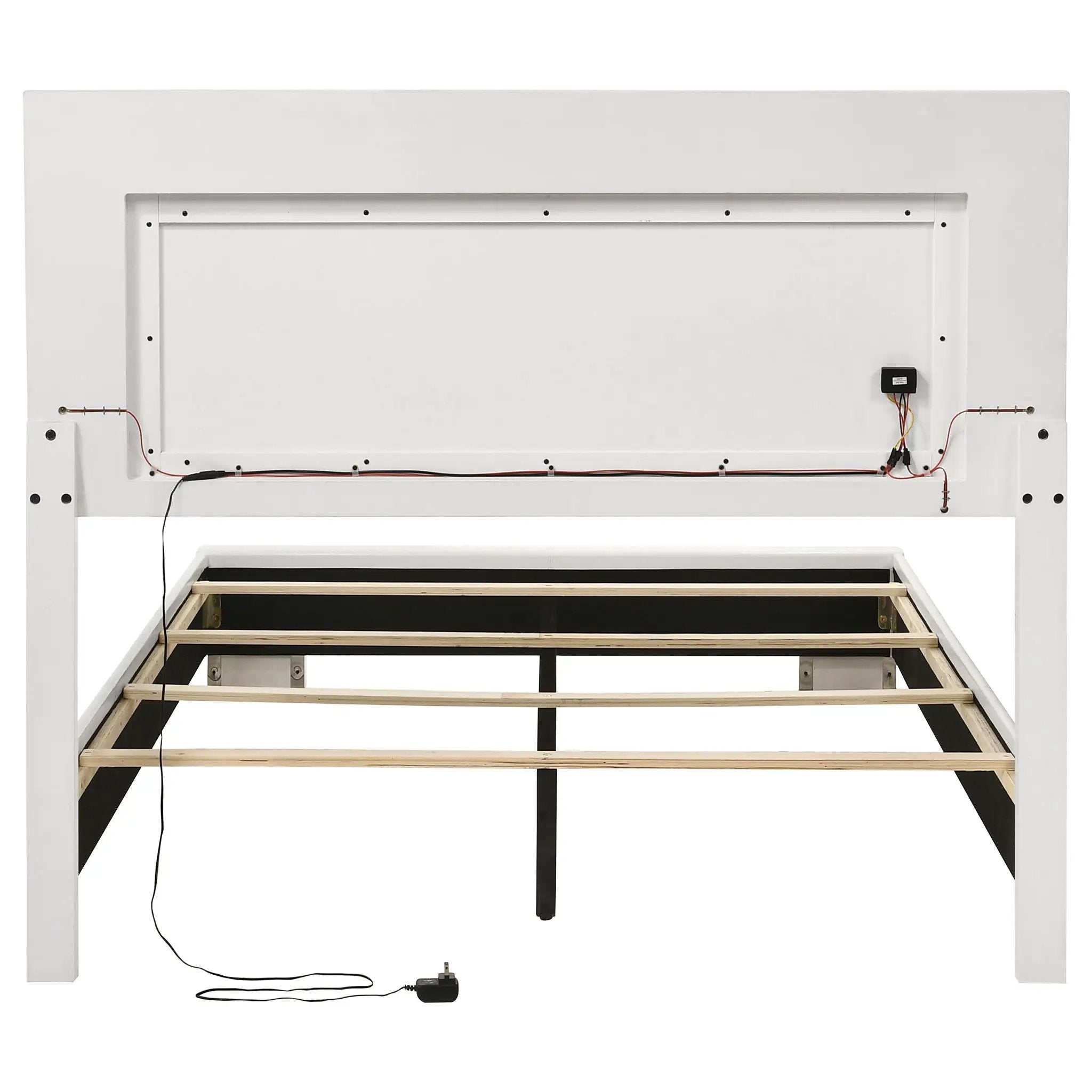 Felicity Wood Full LED Panel Bed White High Gloss by Unique Piece Furniture