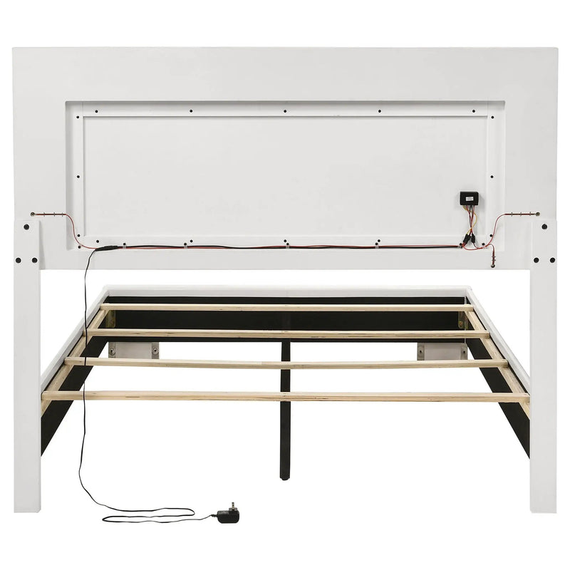 Felicity Wood Full LED Panel Bed White High Gloss by Unique Piece Furniture