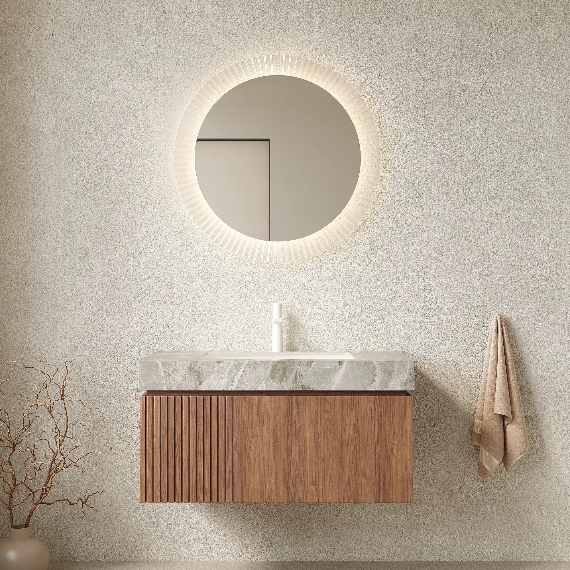 MURI 36" Bathroom Vanity & Sink, Floating Plywood Storage Cabinet with Drawer & Door by HouseOfZazla