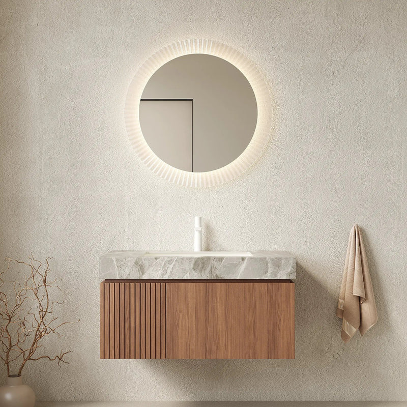 MURI 36" Bathroom Vanity & Sink, Floating Plywood Storage Cabinet with Drawer & Door by HouseOfZazla